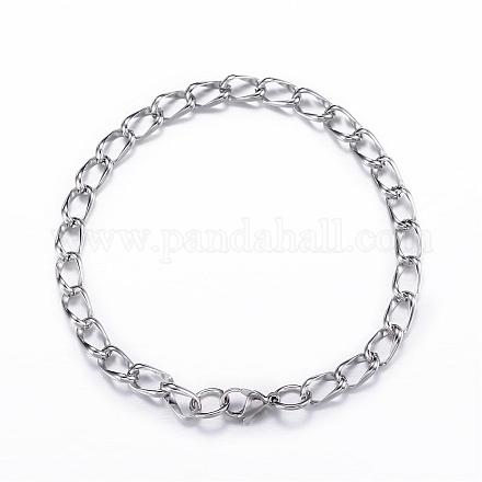 304 Stainless Steel Curb Chain Bracelets BJEW-P064-28P-1