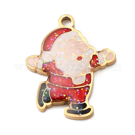 Рождественские эмалевые подвески из нержавеющей стали 304 STAS-B112-02G-07-1