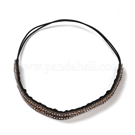 Bandeau de cheveux en caoutchouc élastique avec strass en verre et perles en plastique rétro pour femmes et filles OHAR-B005-01B-1