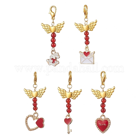 Подвеска из сплава с эмалью ко Дню святого Валентина HJEW-JM02028-02-1