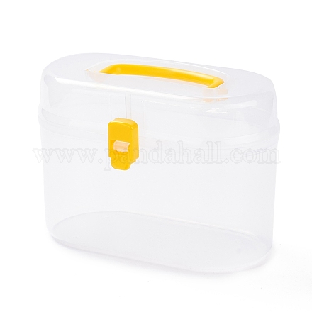 プラスチックの箱  マスク収納ボックス  ハンドル付き  長方形  ホワイト  9.4x17.2x12.6cm CON-F018-04-1