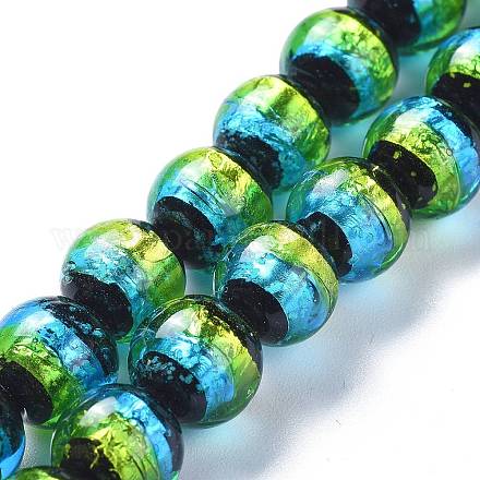 Perles vernissées de feuille en argent manuelles X-FOIL-K001-02B-12mm-1