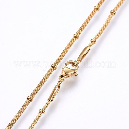 304 Stainless Steel Mesh Chain Necklaces MAK-L015-42G-1