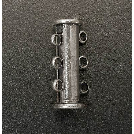 1連真鍮製スライドロッククラスプ  ジュエリーアクセサリー  3の穴  ガンメタ色  6mm  穴：20x7mm KK-Q267-7-1