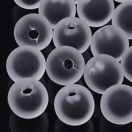 透明なアクリルビーズ  ゴムスタイル  二層ビーズ  片穴ビーズ  ラウンド  ブラック  15.5x15mm  半分穴：3.5mm TACR-S148-13A-1