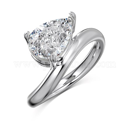 Кольца-капли из стерлингового серебра с родиевым покрытием 925 пробы с микропаве из кубических цирконий для женщин RJEW-F168-09P-1