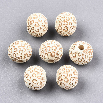 Painted Natural Wood Beads WOOD-T021-53A-12-1