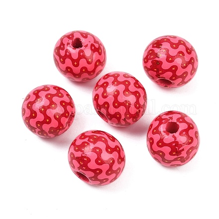 Рождественские печатные европейские бусины из дерева схима WOOD-I015-01P-1