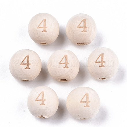Perle europee di legno naturale non finito WOOD-S045-141A-4-1