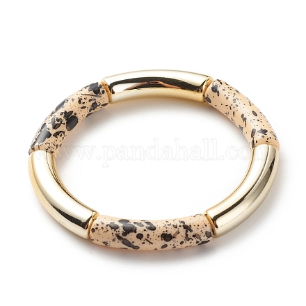 Bracelet extensible perlé tube incurvé acrylique BJEW-JB08444-05-1