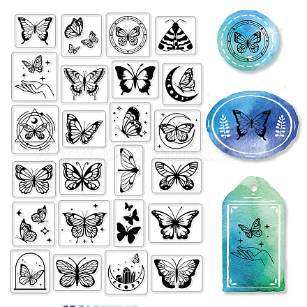 Timbri trasparenti Craspire a forma di farfalla per la realizzazione di cartoline DIY-WH0167-57-0259-1