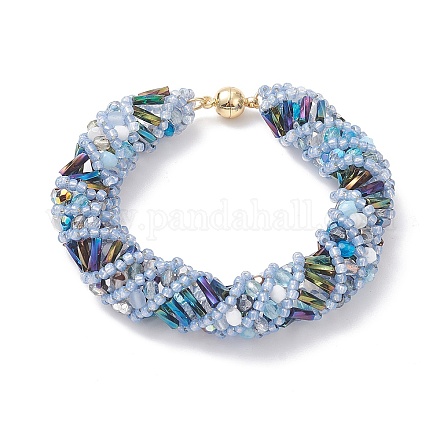 Bracelet toho japonais en perles de graines et au chalumeau avec fermoirs magnétiques en laiton BJEW-MZ00036-03-1