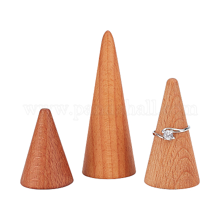 Soporte de exhibición de anillo de joyería de madera de haya ODIS-WH0007-58-1