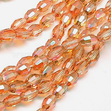 Electroplate Glass Beads Strands EGLA-J013-4X6mm-F24-1