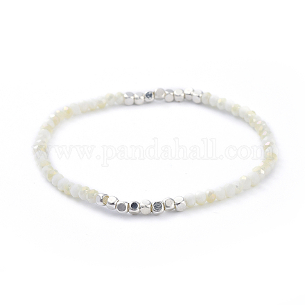 Electroplate Glass Beads  Stretch Bracelets BJEW-JB04403-01-1
