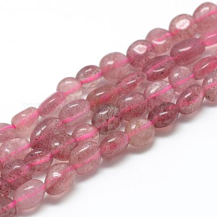Chapelets de perles aux fraises en quartz naturel G-R445-6x8-17-1
