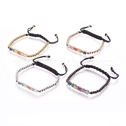 (Schmuckpartys im Fabrikverkauf) 304 verstellbare geflochtene Perlenarmbänder aus Edelstahl BJEW-L655-011-1