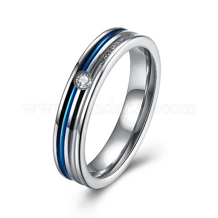 Valentine's Day Titanium Steel Cubic Zirconia Finger Ring RJEW-BB18937-9-1