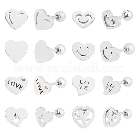 UNICRAFTALE 16 Pairs 8 Styles 304 Stainless Steel Barbell Cartilage Earrings EJEW-UN0001-51-1