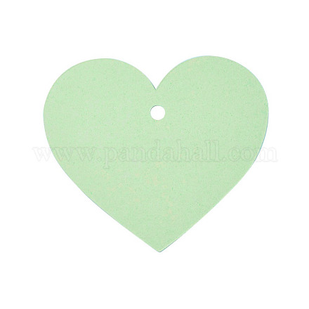 空白のクラフト紙カード  パールカラーの  DIYブックマークカード  ハート  淡緑色  7x8x0.03cm  穴：0.5のCM DIY-WH0143-07B-03-1