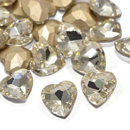 Corazón de cristal facetado señaló volver cabuchones de diamante de imitación RGLA-A020-10x10mm-S01-1