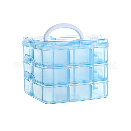 Boîte de rangement en plastique transparent à 3 niveau CON-PW0001-036C-1