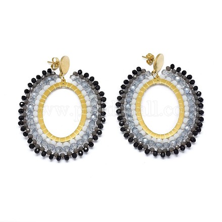 Boucles d'oreilles en perles de verre tissées à la main EJEW-F235-P01-1