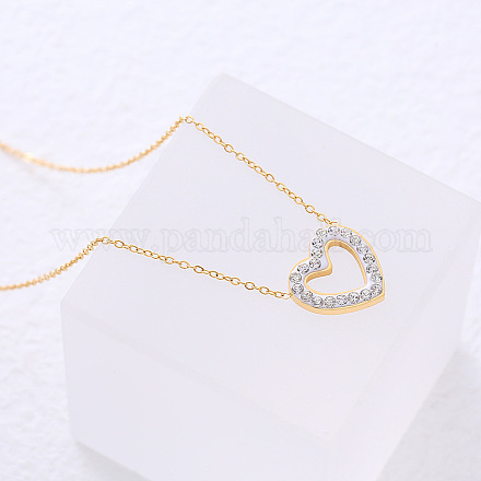 Минималистичные ожерелья из нержавеющей стали с подвеской в виде сердца и кристаллами из горного хрусталя для женщин DZ6290-2-1