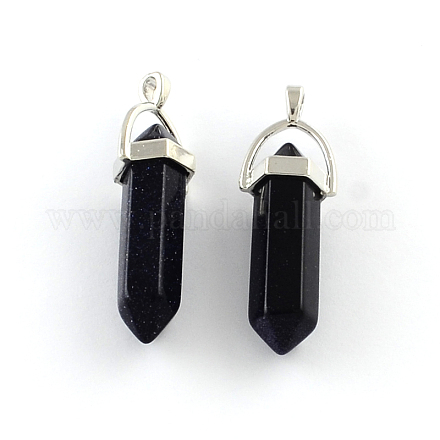 Synthetic Blue Goldstone Pendants with Alloy Findings G-R278-26P-1