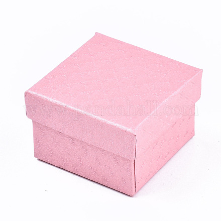 厚紙のジュエリーボックス  リングのために  ピアス  ネックレス  内部のスポンジ  正方形  ピンク  5~5.1x5~5.1x3.3~3.4cm CBOX-S021-002B-1