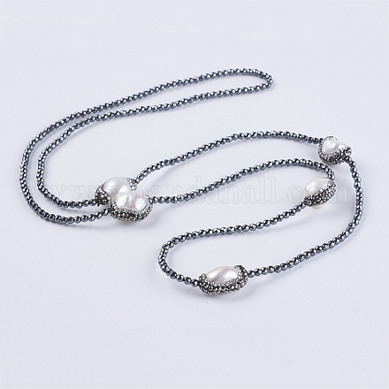 Colliers de perles en hématite synthétique sans magnétiques NJEW-G309-11-1