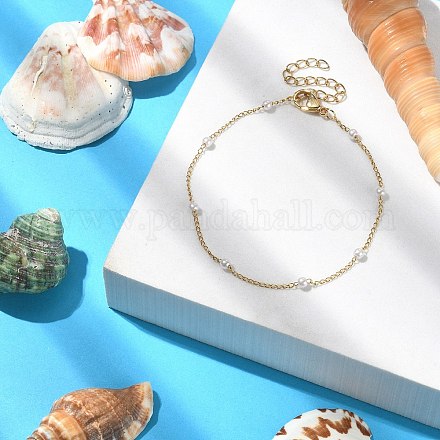 Браслет-цепочка со стеклянным жемчугом и бисером BJEW-JB09432-1