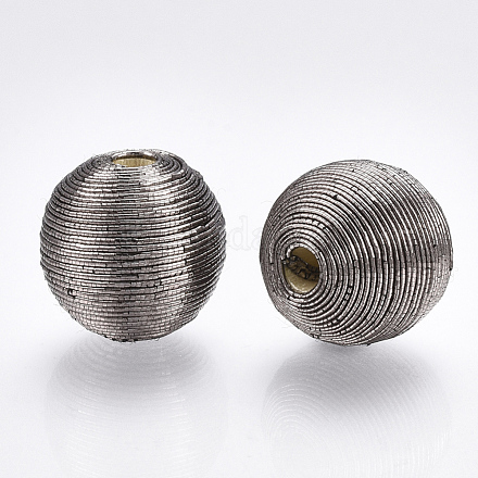 Perles de bois recouvertes de fil de cordon polyester X-WOVE-S117-16mm-03-1