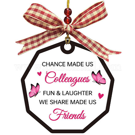 CHGCRAFT Colleague to Friend Acrylic Hanging Plaque Hanging Ornament Gifts Colleague Gifts Handicraft Ribbon Hanging Plaque for Birthday Thanksgiving Gift OACR-WH0039-004-1