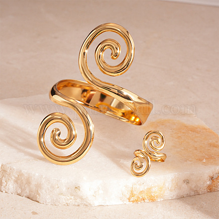 Наборы браслетов-манжет и колец-манжет из сплава с двойным завитком FS-WGA6312-01-1