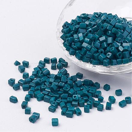 Cube Opaque Colours Glass Seed Beads X-SEED-R026-A15-1