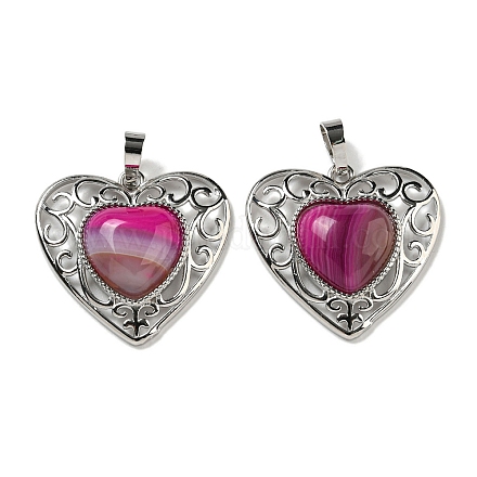 Подвески в виде сердца любви персикового цвета с полосками из натурального агата G-G158-01X-1