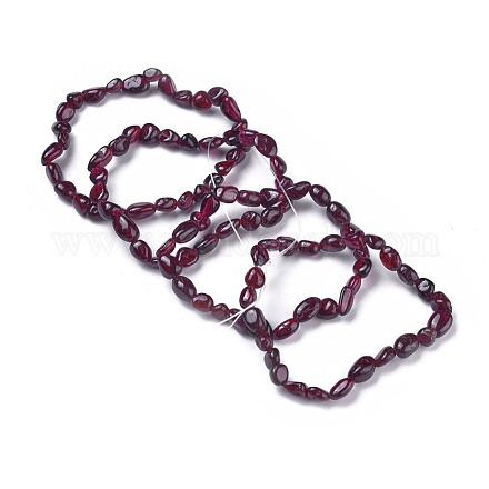Natural Garnet Bead Stretch Bracelets X-BJEW-K213-45-1