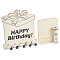 Happy Birthday Laser Cut Wooden Money Holder Display Stands, Gift Box Shape, Wheat, 16.8x15.95cm