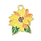 Alloy Enamel Pendants, Flower, Orange, 19.5x16x1.5mm, Hole: 1.8mm