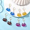 4 Pairs Crab Handmade Lampwork Enamel Leverback Earrings, with Natural Cultured Freshwater Pearl Beads, Golden, 40~41x21~21.5mm