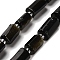 Natural Golden Sheen Obsidian Beads Strands, with Seed Beads, Faceted, Column, 8.5~13x6~8x6~8mm, Hole: 1mm, about 28~32pcs/strand, 15.98~18.90''(40.6~48cm)