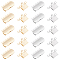 24Pcs 2 Colors 304 Stainless Steel Box Clasps, Multi-Strand Clasps, 5-Strands, 10-Holes, Rectangle with Flower, Golden & Stainless Steel Color, 19.5x14x3mm, Hole: 1.4mm, 12pcs/color