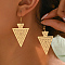 Iron Dangle Earrings, Golden, Triangle, 60x30mm
