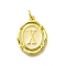 Brass Pendants, with Enamel, Oval with Letter, Real 18K Gold Plated, with Jump Ring, Letter X, 20x15~15.5x2mm, Hole: 3.5mm