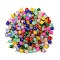 200Pcs Imitation Jade Round Glass Beads Charms, with Tibetan Style Alloy Daisy Spacer Beads and Brass Ball Head Pins, Golden, Mixed Color, 11x6mm, Hole: 1.6mm