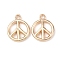 CCB Plastic Pendants, Peace Sign, Light Gold, 19.5x15.5x2.5mm, Hole: 2mm