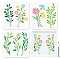 1 Set PET Hollow Out Drawing Painting Stencils, for DIY Scrapbook, Photo Album, with 1Pc Art Paint Brushes, Flower, 300x300mm, 3 styles, 1pc/style, 3pcs