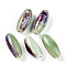 Handmade Porcelain Beads, Fancy Antique Glazed Porcelain, Oval, Light Green, 30~32x12~13.5mm, Hole: 2~3.5mm