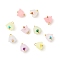 Transparent Acrylic Charms, with Golden Tone Brass Findings, Flower, Mixed Color, 10~10.5x10mm, Hole: 1.6mm